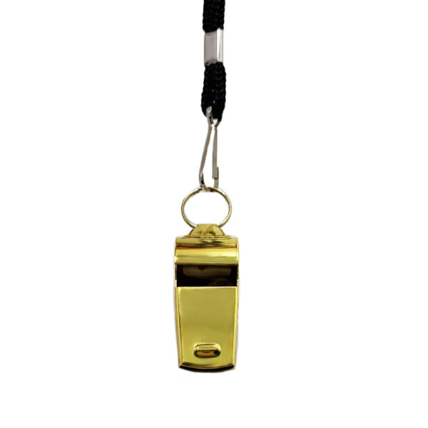 stainless steel referee whistle gold plating with black cord