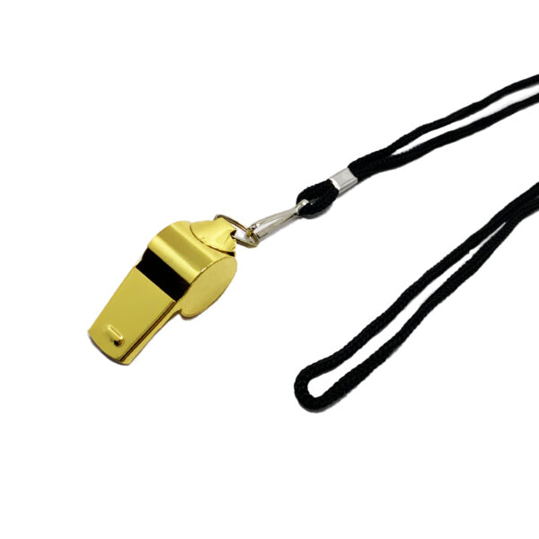 stainless steel referee whistle gold plating with black lanyard