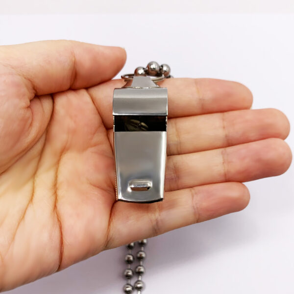 stainless steel coach whistle with ball chain