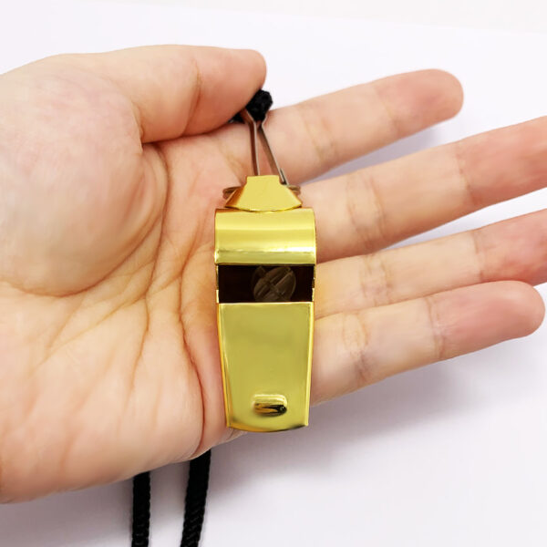 stainless steel referee whistle gold plating with black cord