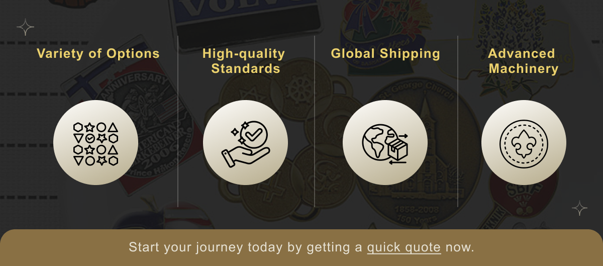 a banner picture to showcase the ordering process of custom challenge coins