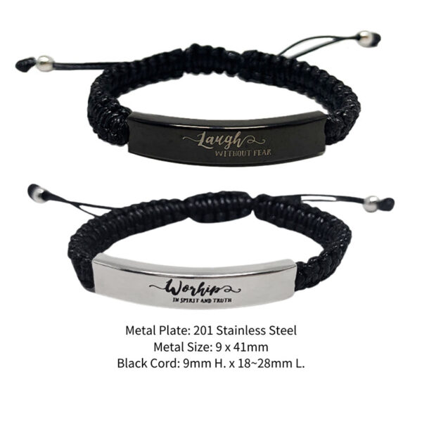 laser engraved custom logo braided bracelet with curve