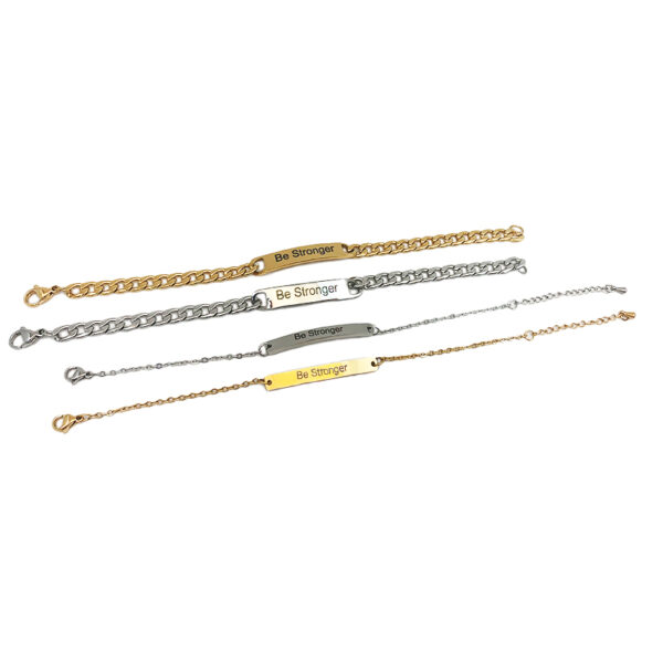 bar bracelets in different sizes and curved plate