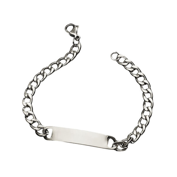 stainless steel bracelet with blank plate for men
