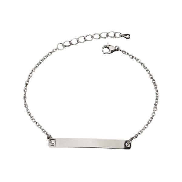 stainless steel bracelet with blank plate for women