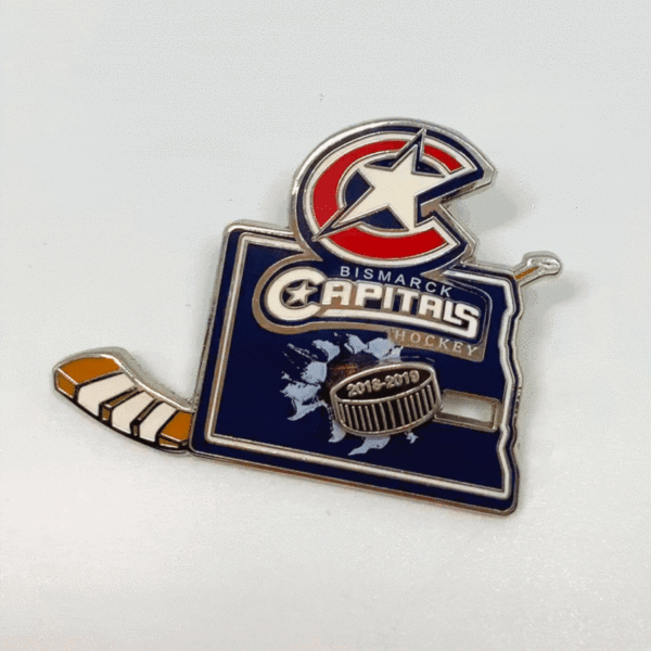 sliding enamel pin custom hockey logo made from jin sheu