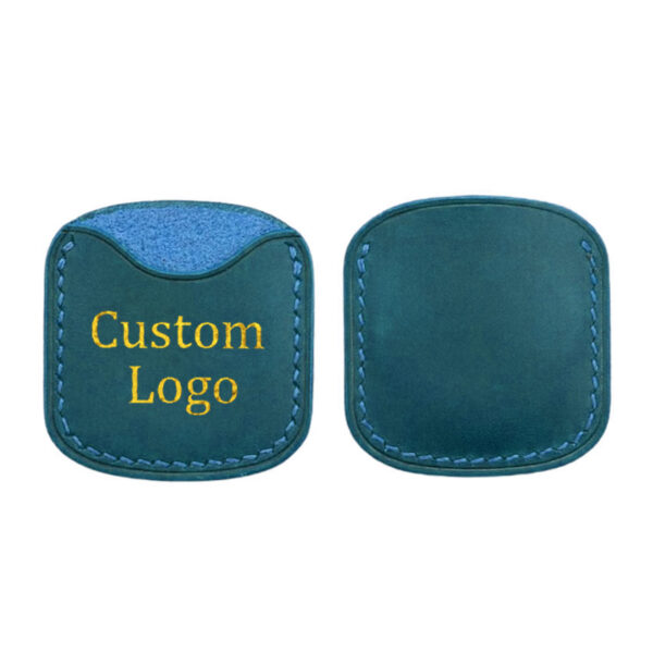 leather challenge coin pouch front and back