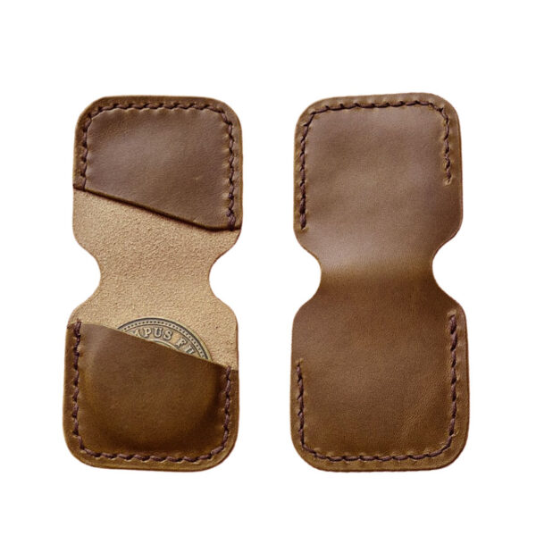 leather challenge coin pouch front and back