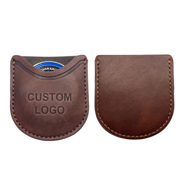 leather challenge coin pouch front and back