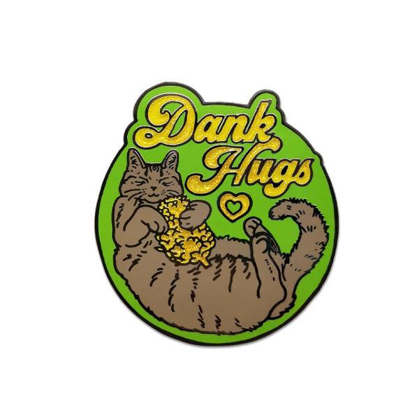 enamel pin custom cat logo with glitter effect