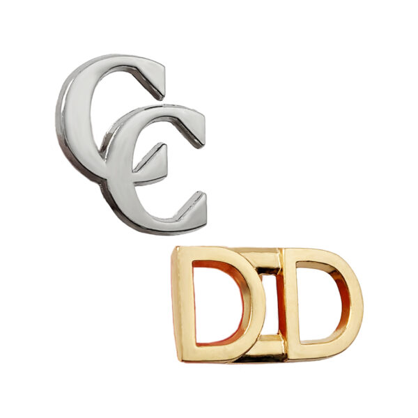 custom letter lapel pins with cutout nickel and gold plating made from jin sheu