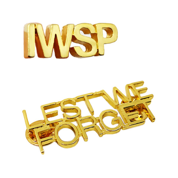 custom letter lapel pins with cutout gold plating made from jin sheu