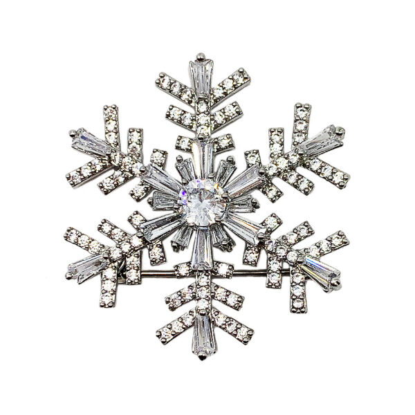 custom rhinestone brooch snow flake shape made from jin sheu