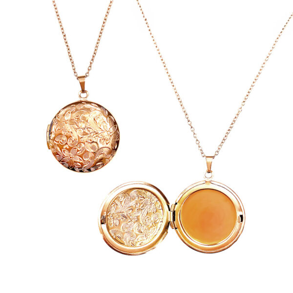 round rose gold photo locket necklace