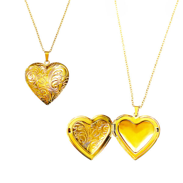 heart locket necklace gold plating made from jin sheu