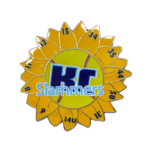 custom sunflower baseball lapel pin