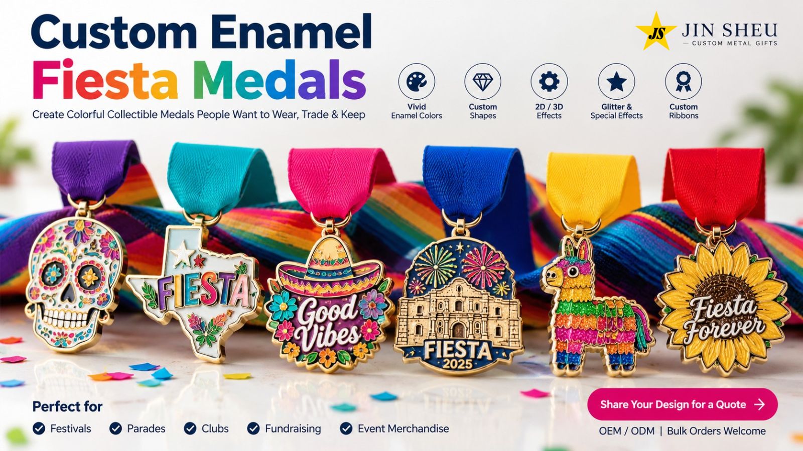 Custom Enamel Fiesta Medals Manufacturer Wholesale