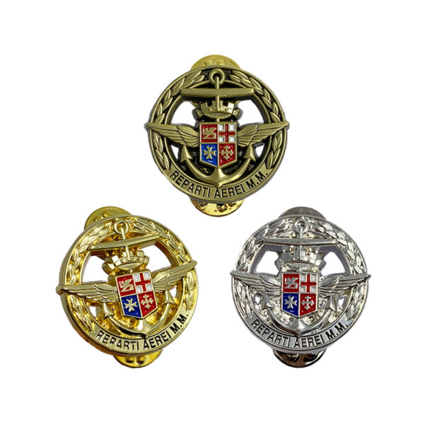 custom military and police badge antique brass, gold, and nickel plating