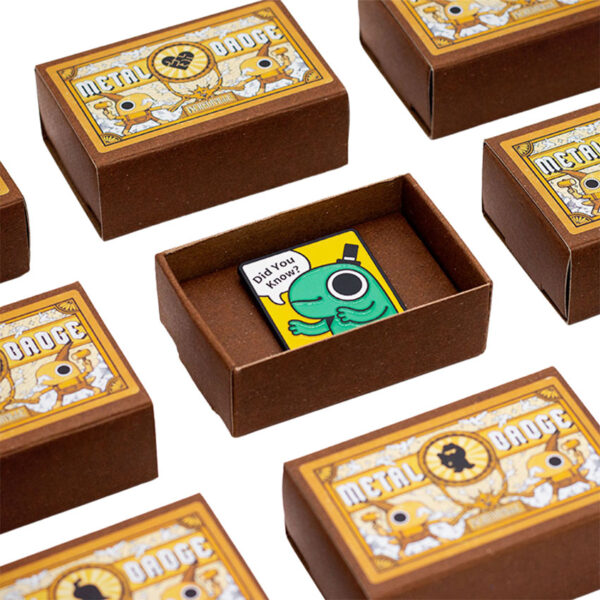 custom blind box metal enamel pin and packaging made from jin sheu