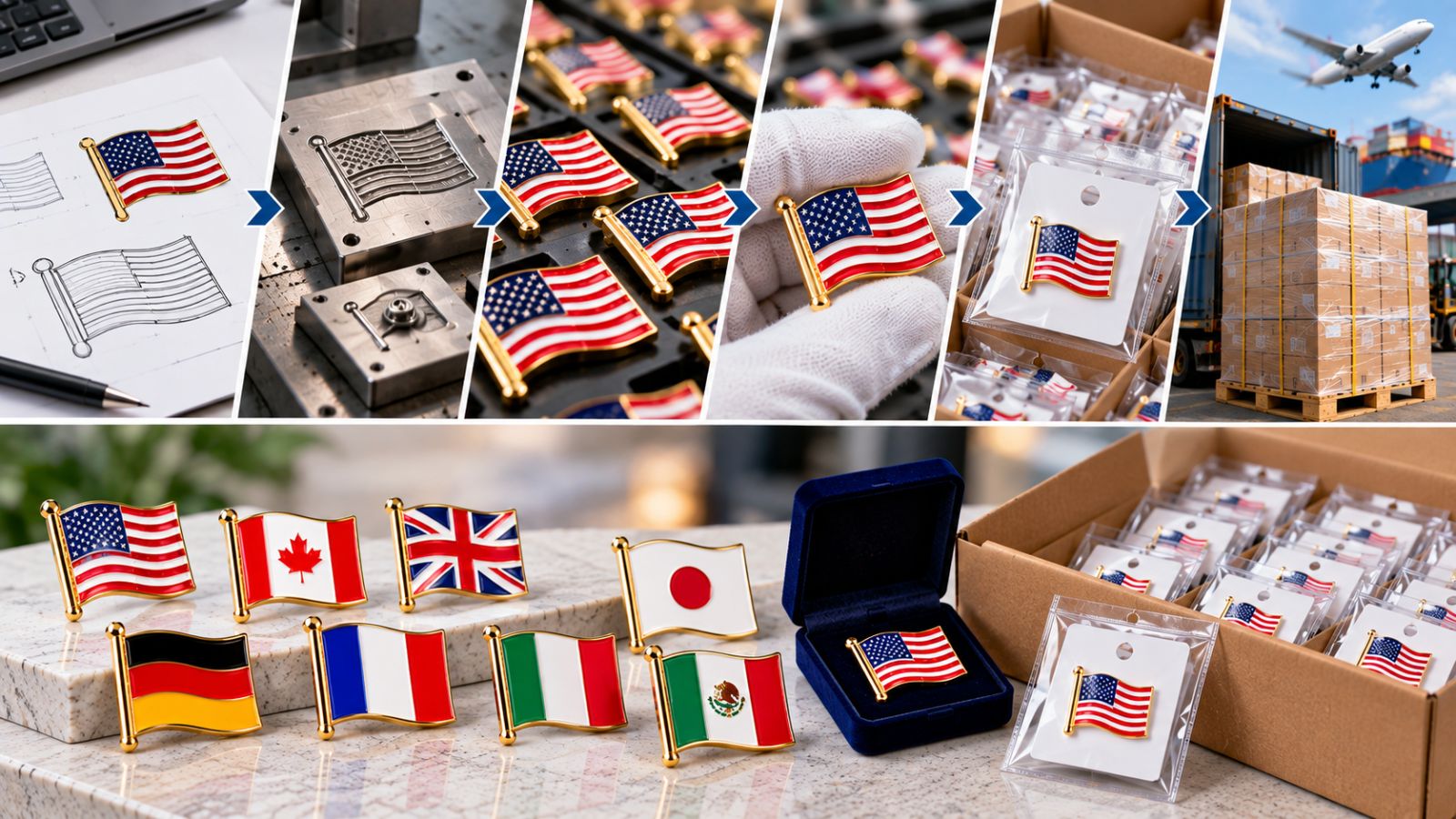 Custom Flag Lapel Pin Manufacturing Workflow