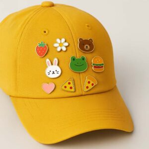 a yellow hat and cute custom hat pin