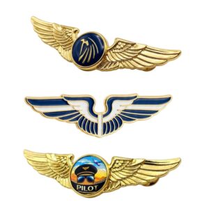 Customized pilot badges collection featuring custom pilot wings, aviator wings, and aviation lapel pins
