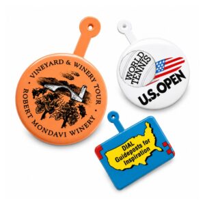 Artwork requirements and dimensions for 56x32mm custom museum buttons and advertising pins buttons.