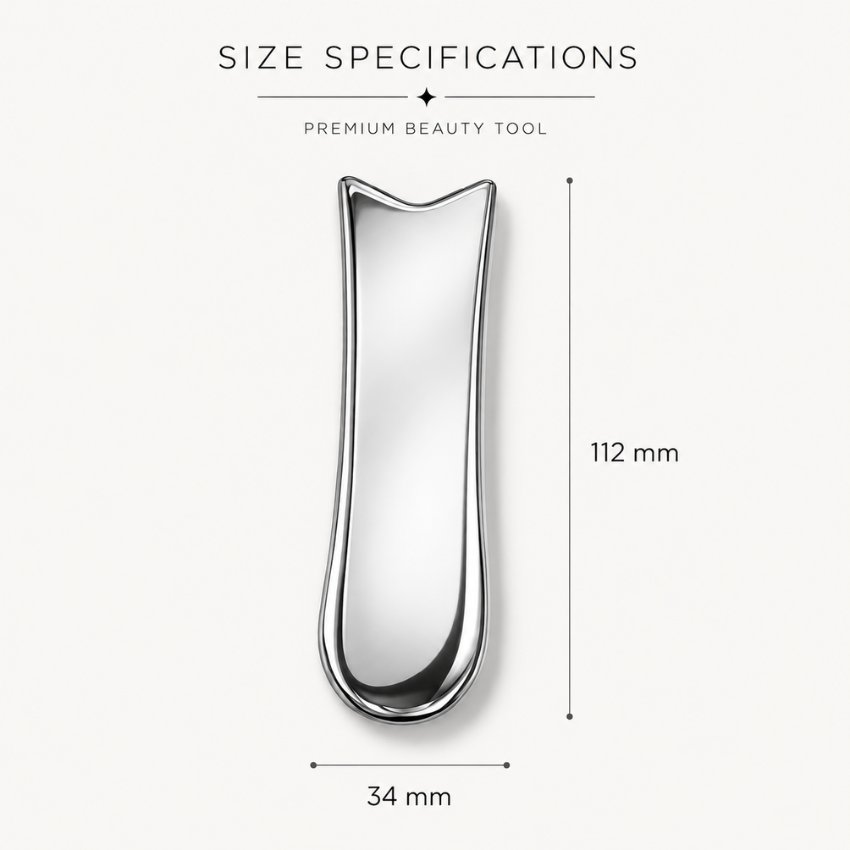U-shaped stainless steel gua sha facial tool (112x34mm) for professional facial massage wholesale.