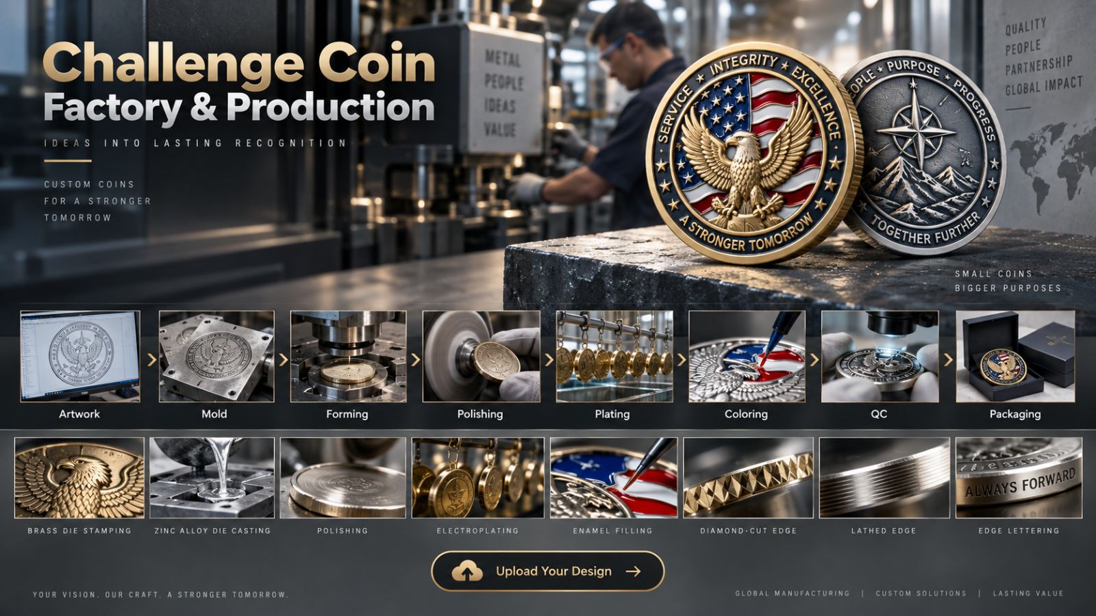B2B Custom Challenge Coin Manufacturing Process & OEM Factory Capabilities