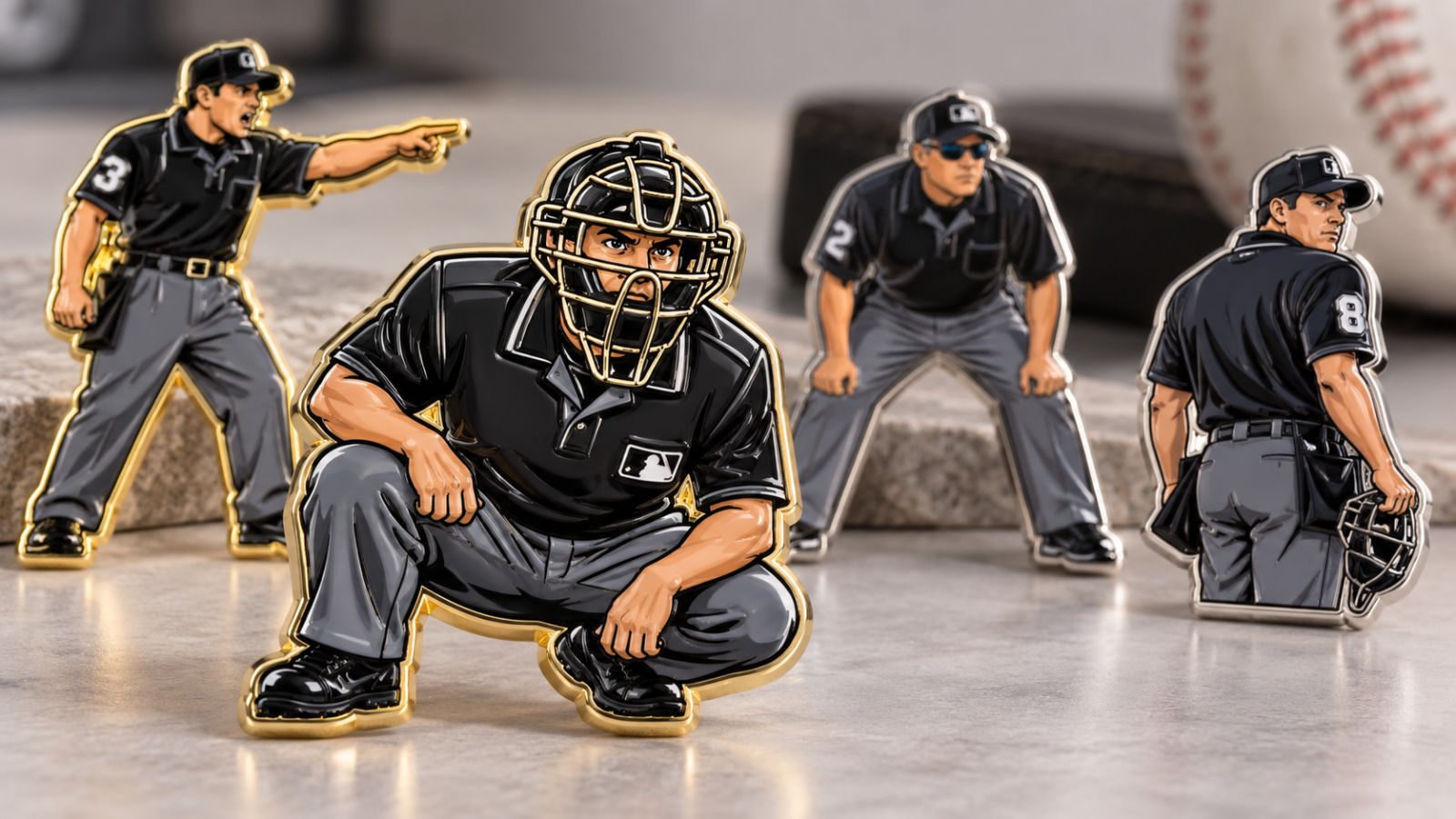 Custom Baseball Umpire Crew Enamel Lapel Pins Wholesale