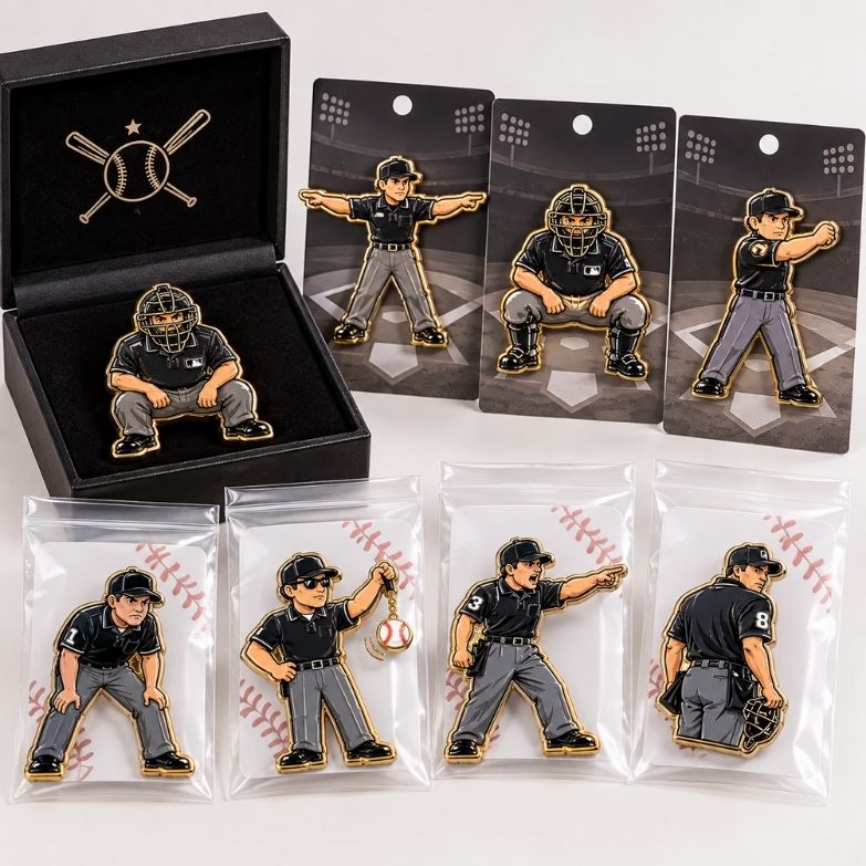 Wholesale Custom Baseball Umpire Lapel Pins and Retail Packaging Sets
