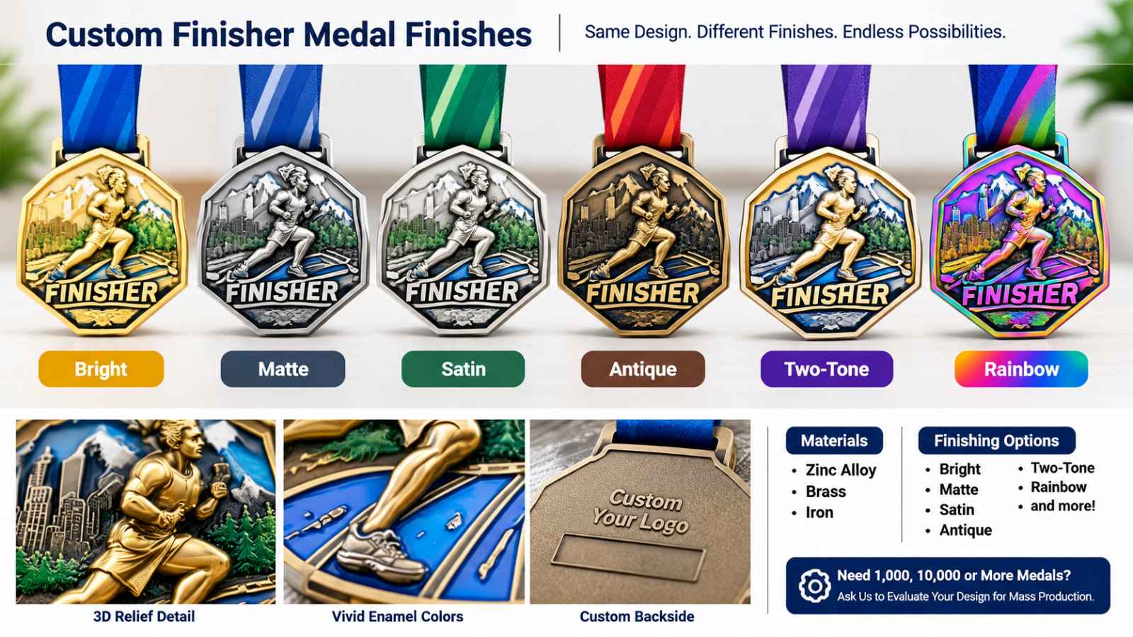 Custom Finisher Medal Plating Finishes & Manufacturing Guide
