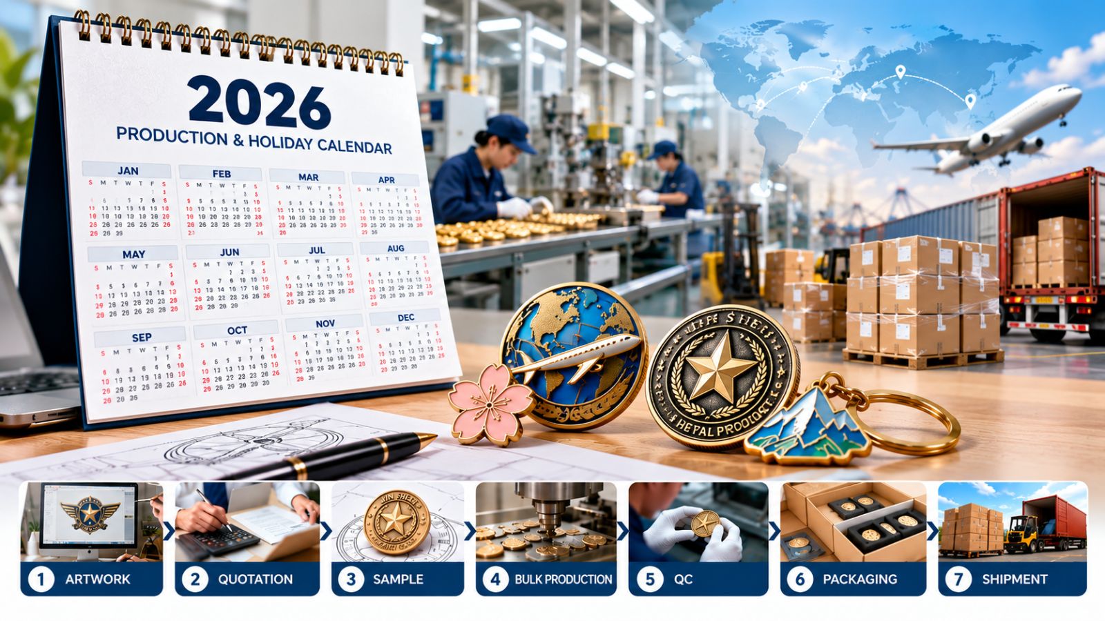 2026 Production and Holiday Calendar Template for Custom Manufacturing