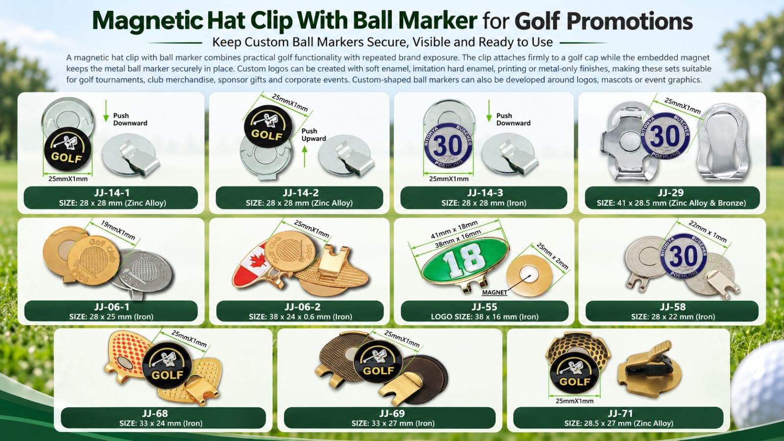 ustom Magnetic Golf Hat Clip and Ball Marker Specifications Wholesale