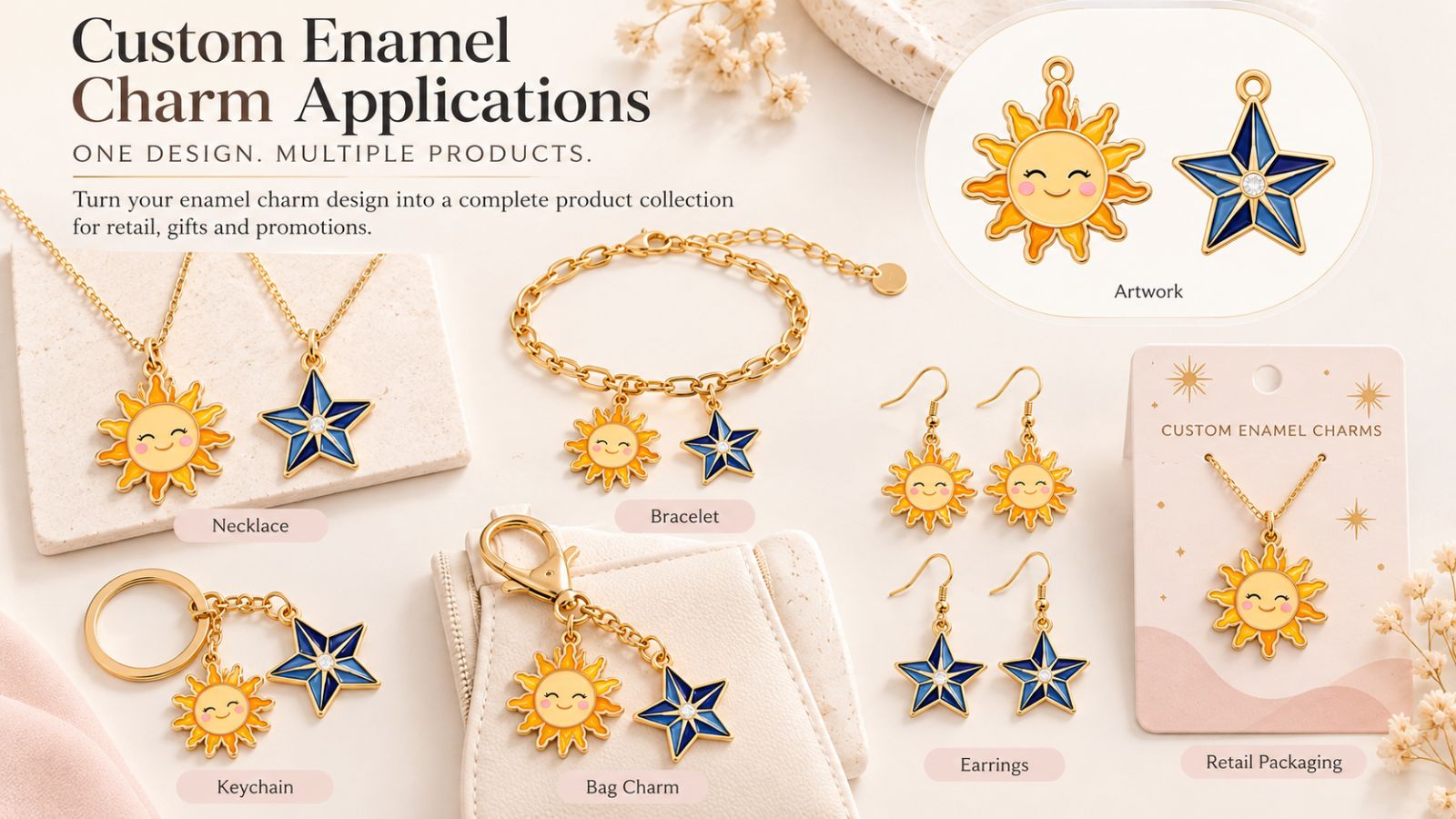 Custom Enamel Charm Applications for Jewelry Lines and Retail Merchandising