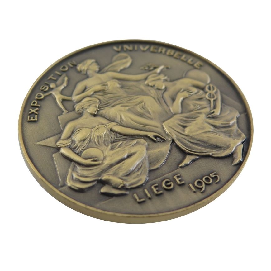 3D antique bronze commemorative challenge coin with classical embossed relief, ideal for premium awards wholesale.