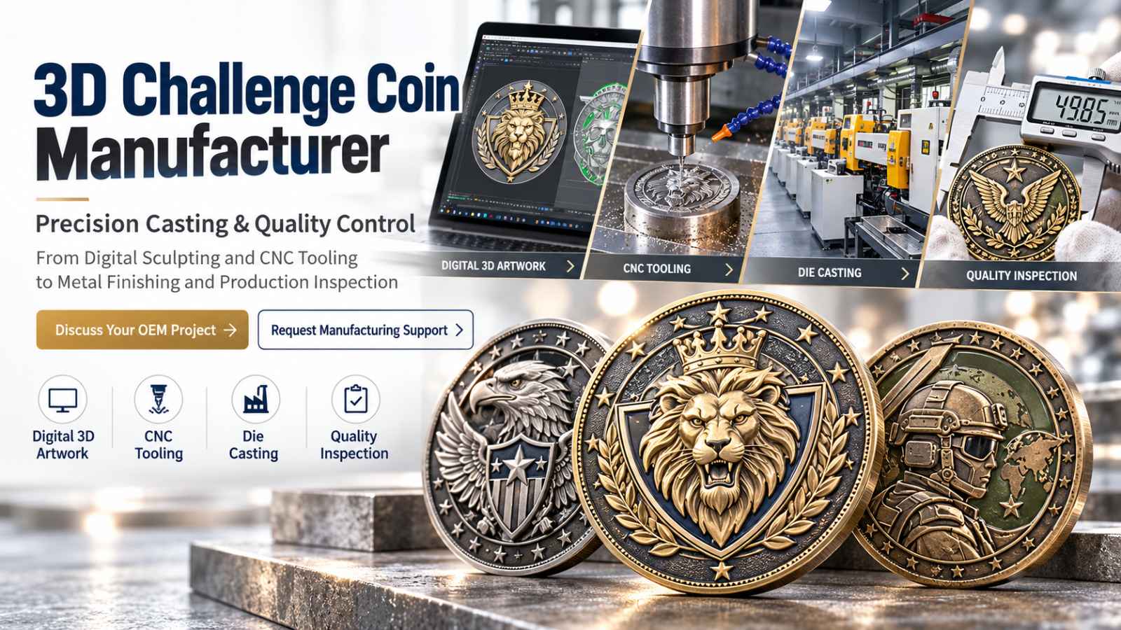 Custom 3D Challenge Coin Manufacturer & OEM Production Process