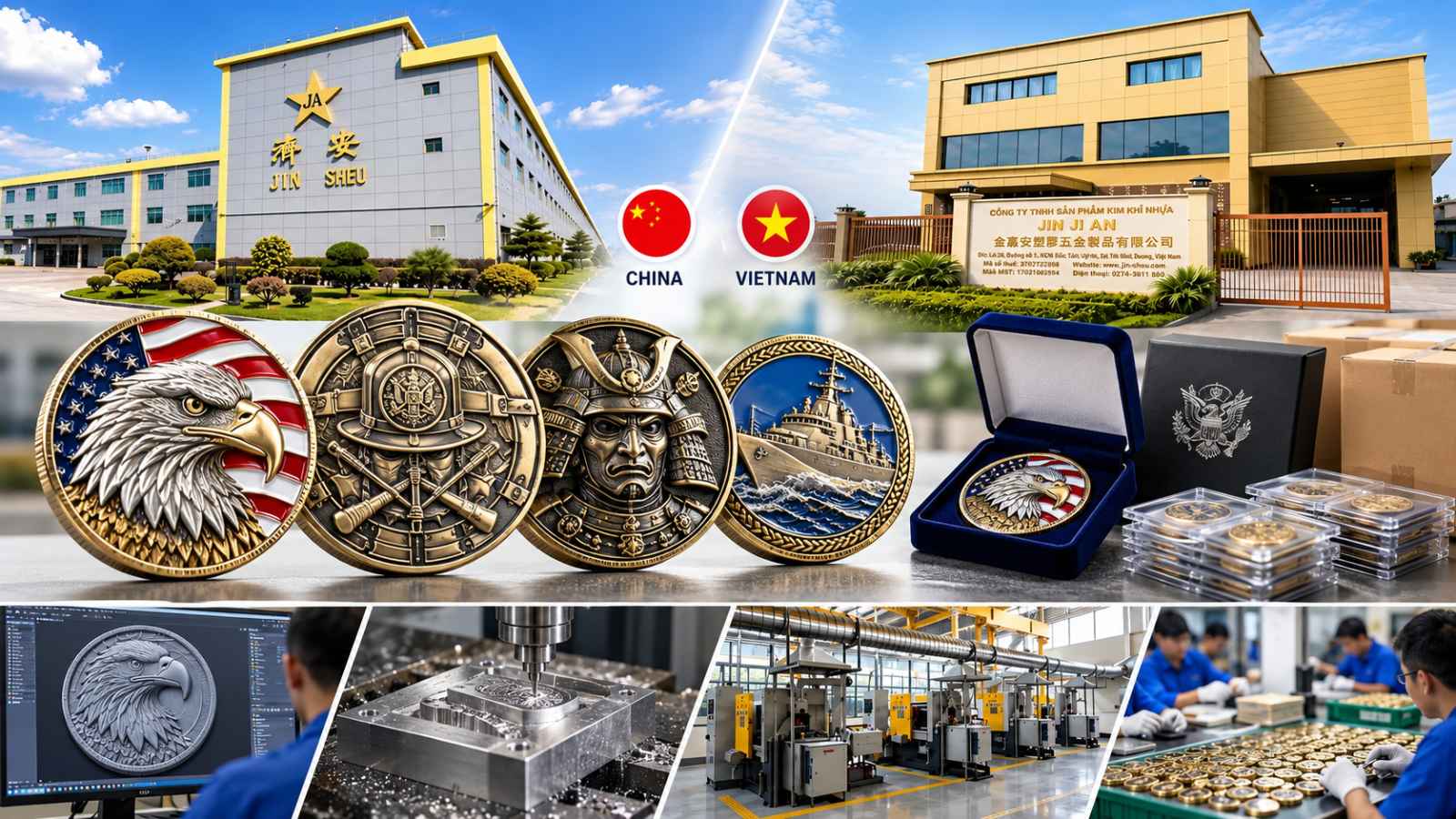 Custom 3D Challenge Coin Manufacturer & Global Dual-Factory Production