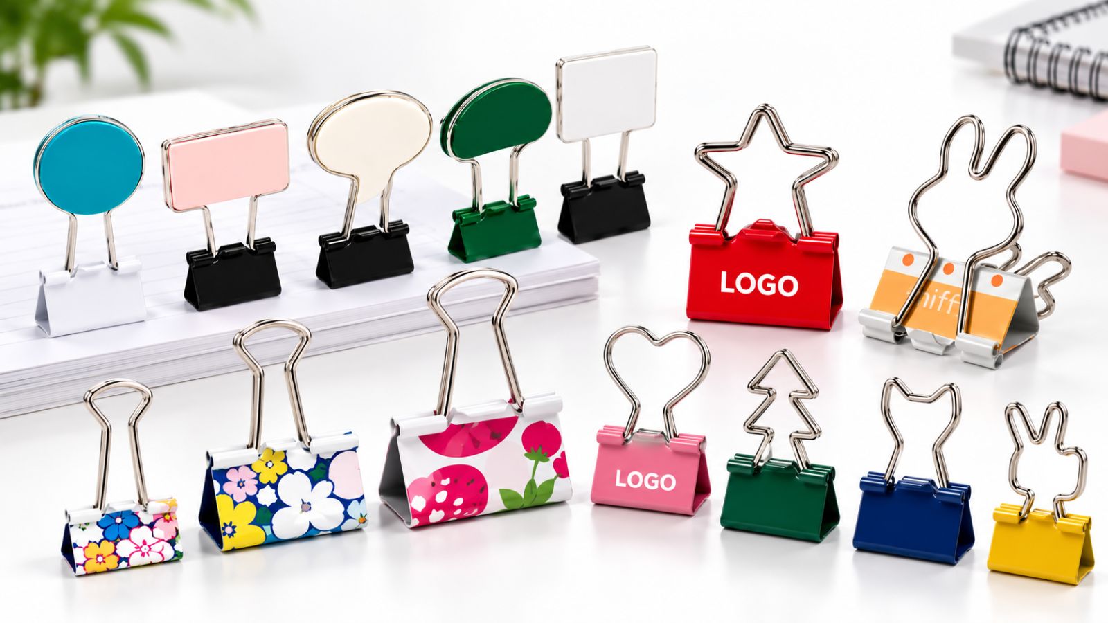 Custom Shaped Wire Binder Clips Wholesale - ABS Plates & Floral Prints