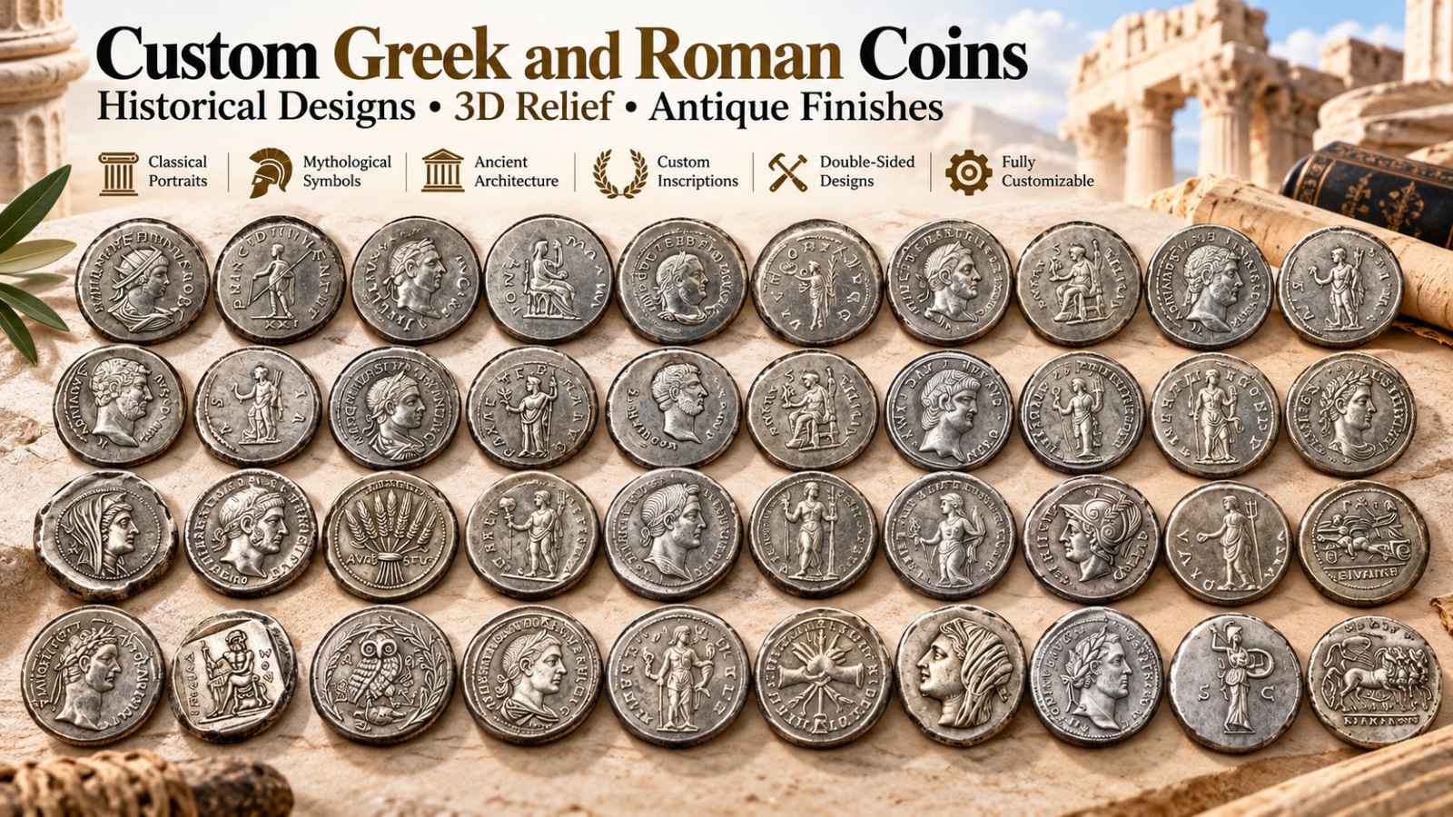 Custom Greek & Roman Historical Replica Coins Wholesale
